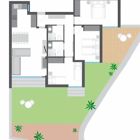 Apartamento Airy 3br, Ac, Garden, 2min Strip, 8min Oura *